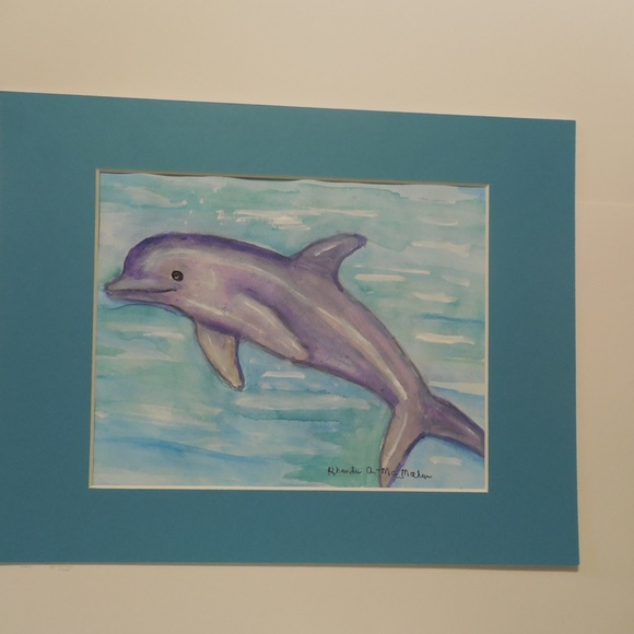 Bottlenose Dolphin Original Watercolor HAND CRAFTED Painting - Picture 4 of 5